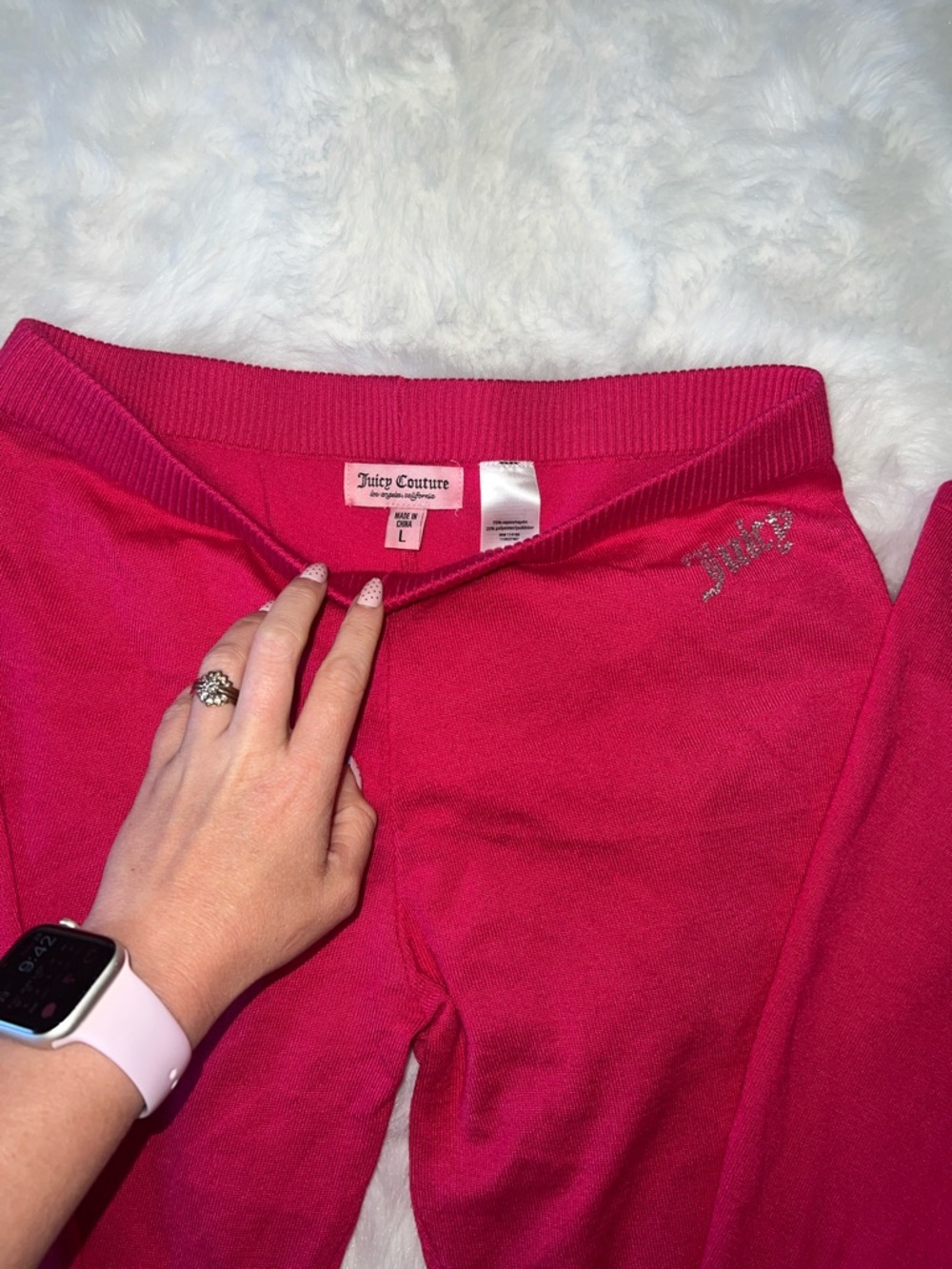 Large Juicy Couture Fuchsia Hoodie & Pants Set - Picture 7 of 8